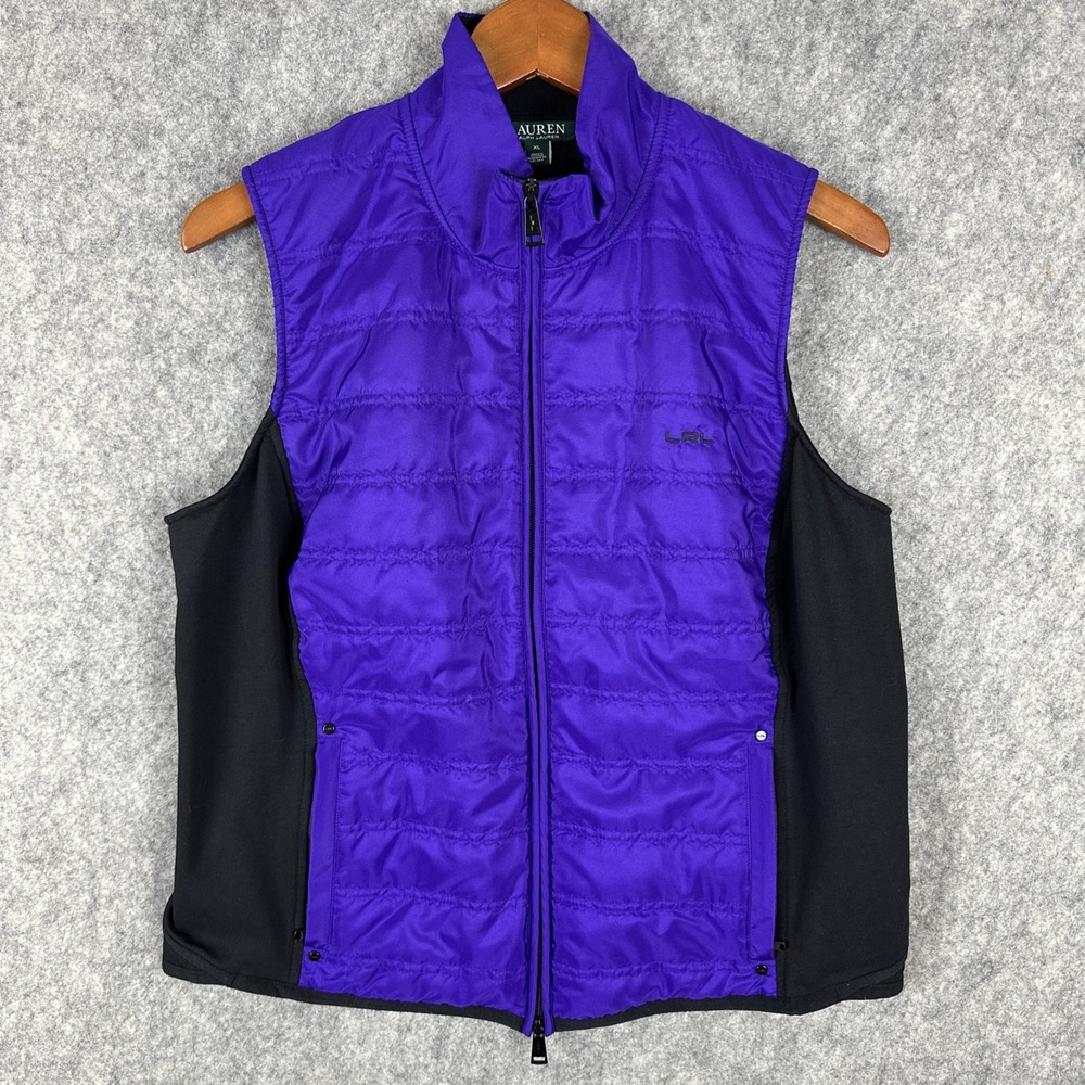 Lauren Ralph Lauren Vest Womens XL Purple Puffer Fleece Full Zip Lightweight